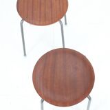 Set of 2 mid-century stools / teak / steel / Danish industrial design / 1960s