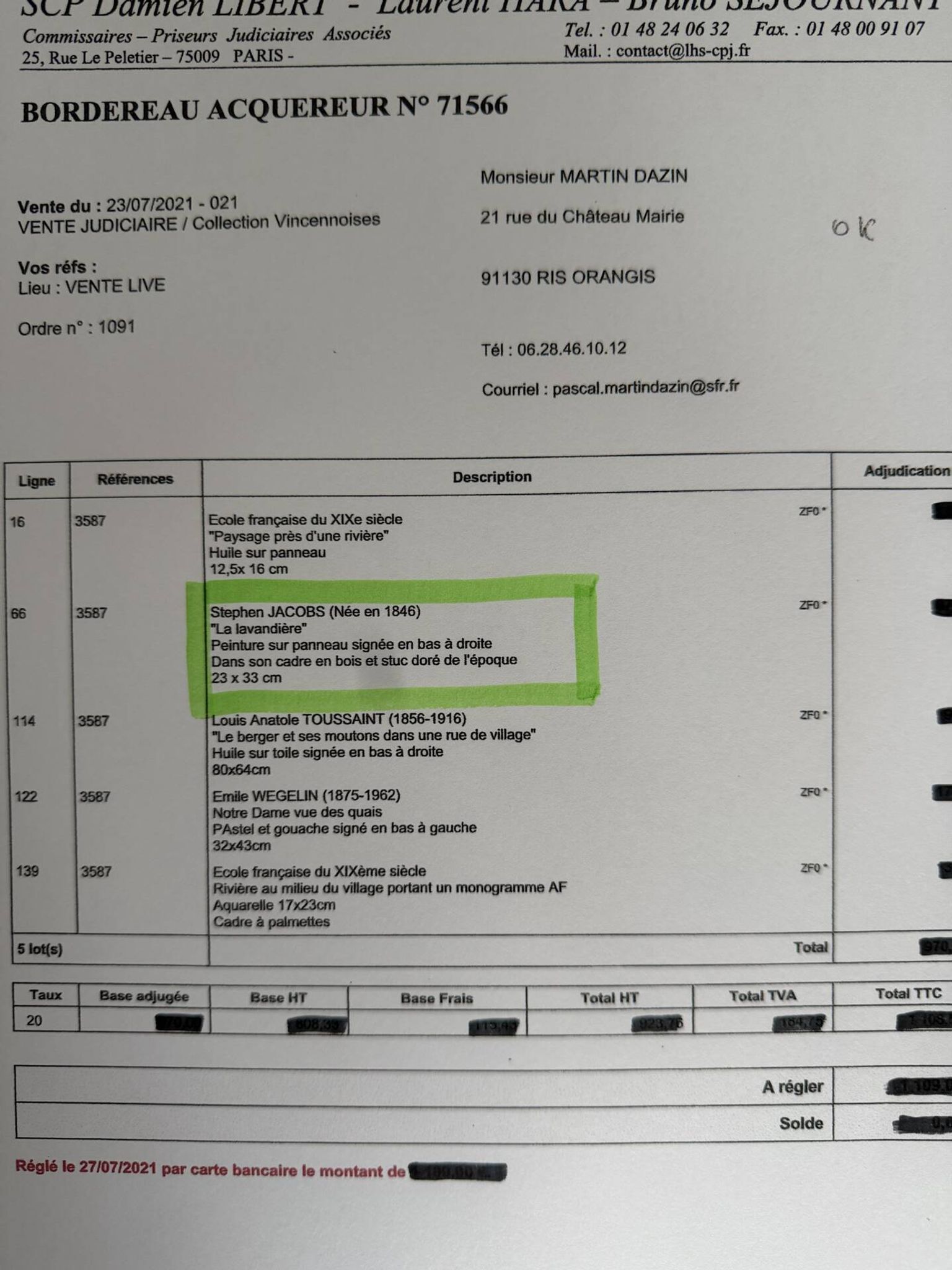 Tableau : huile sur panneau représentant une lavandière