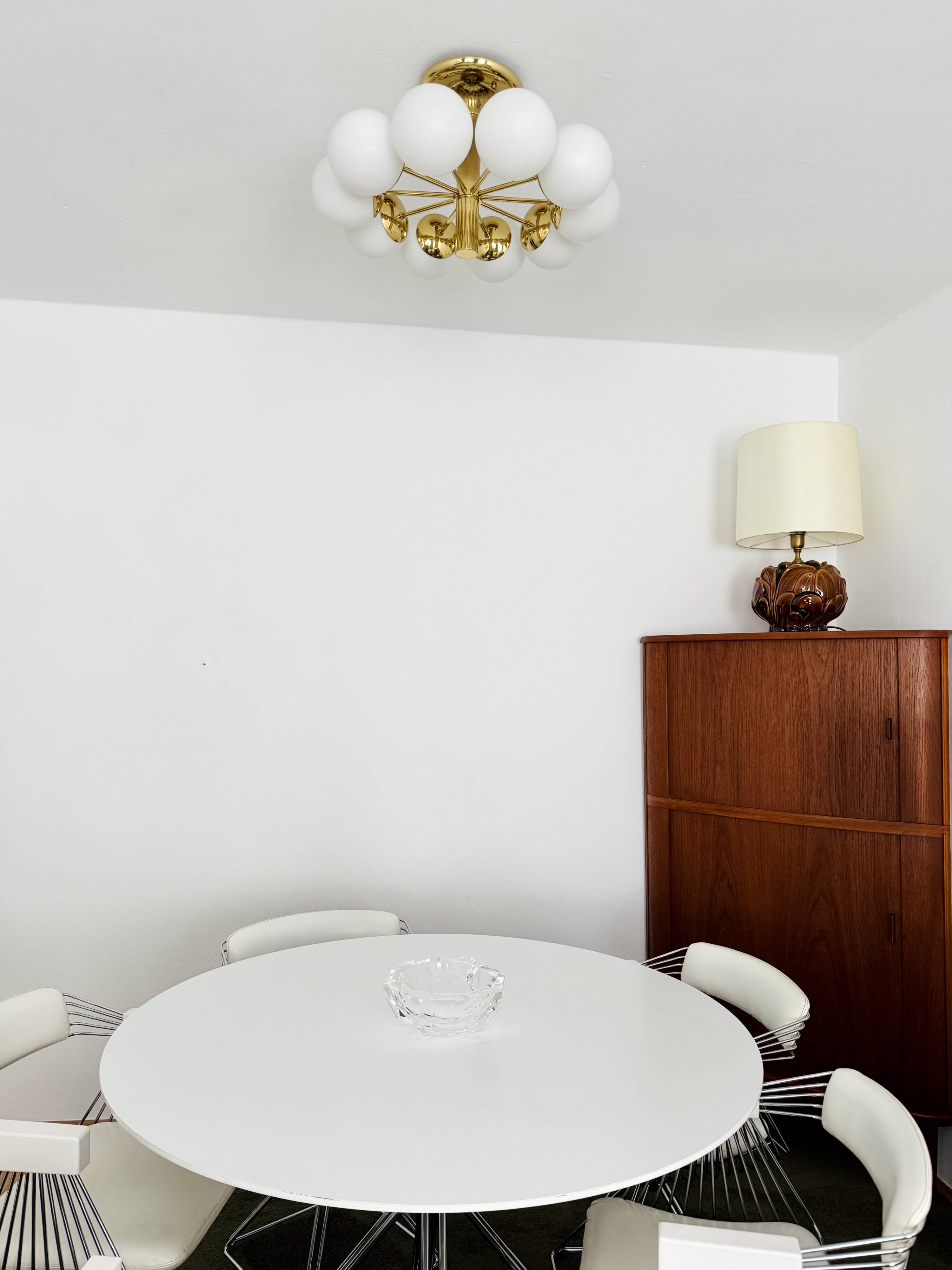 1 of 2 Brass Sputnik Flush Lamps by Kaiser Leuchten