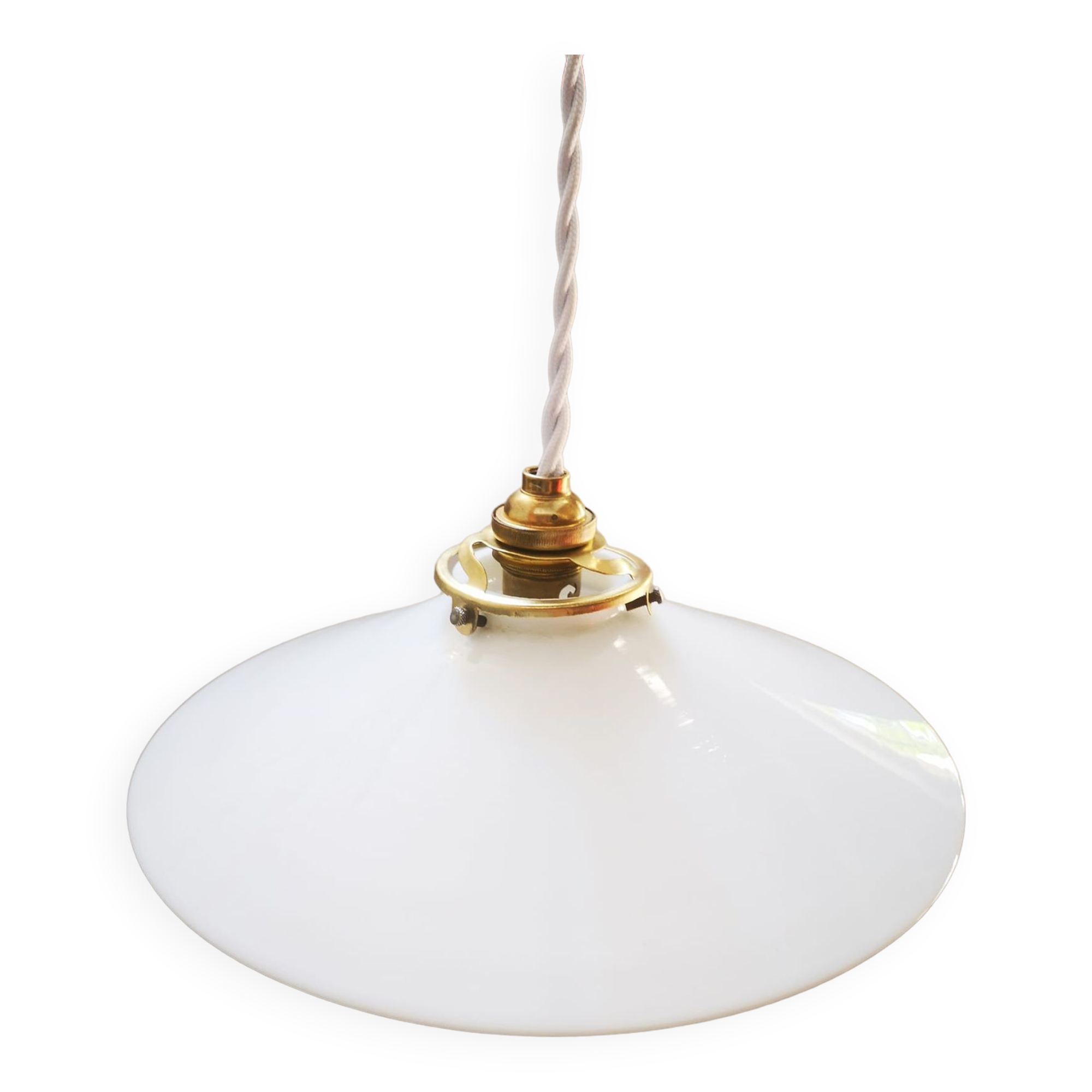 Lampshade opaline white art deco 1930 pendant lamp