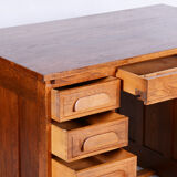 Restored Art Deco Solid Oak Writing Desk Made in the 1930s, Czechia