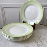 set of 6 pastel gradient light green dessert plates 40s-50s