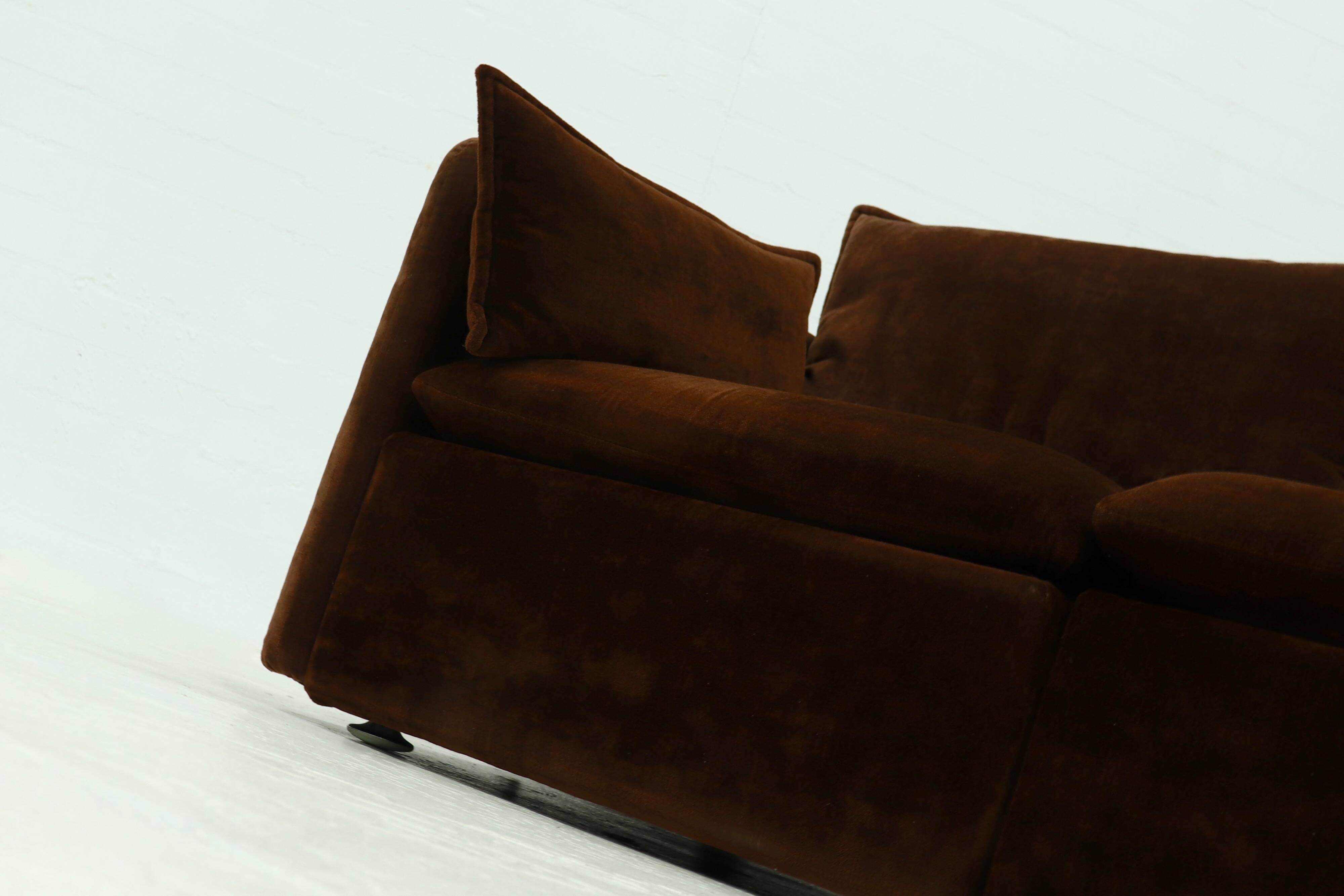 Rare 1970s brown velvet multifunctional modular sofa
