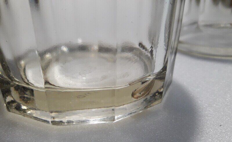 2 antique glass jam jars 500g