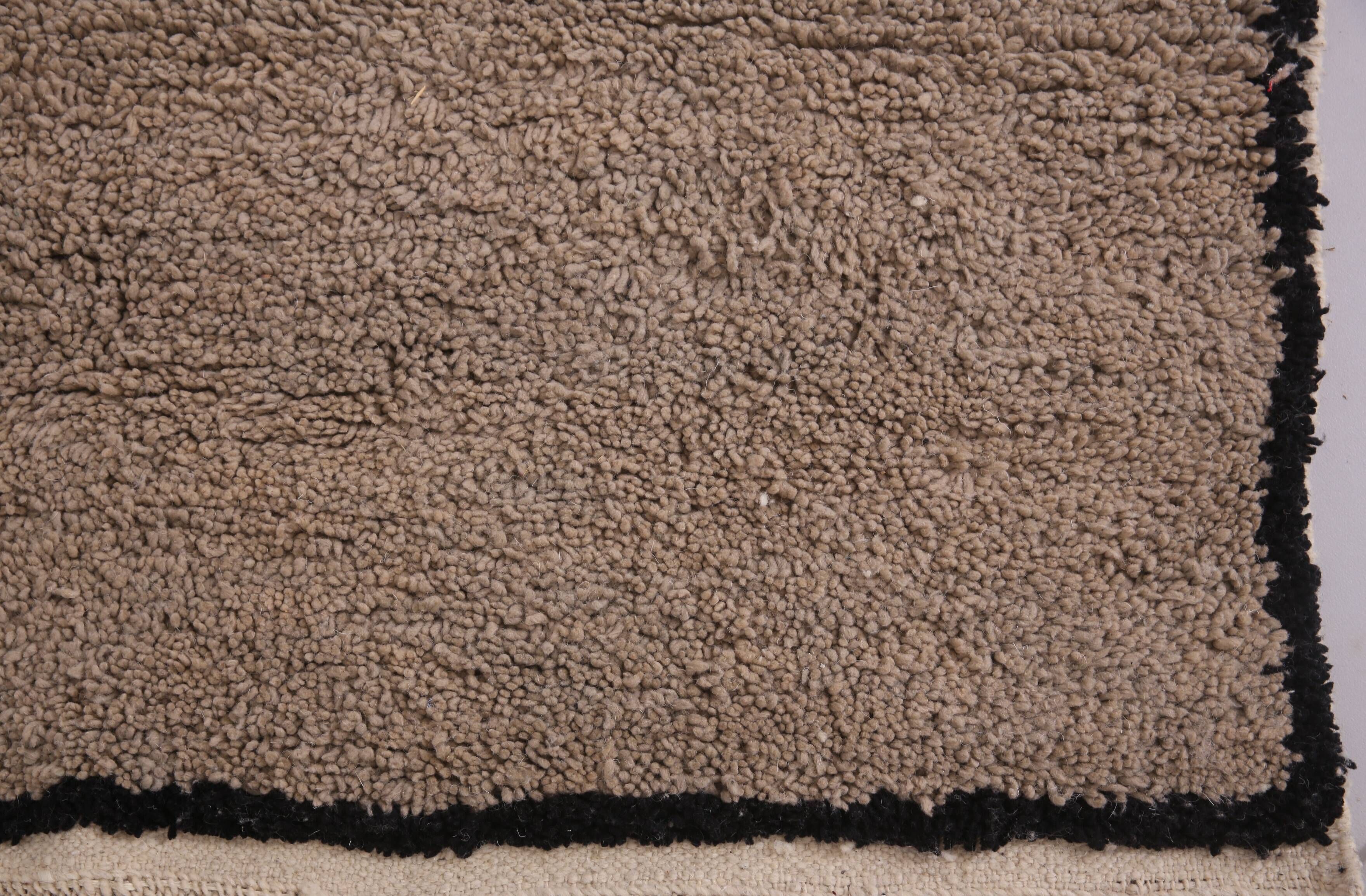 Taupe Handmade Moroccan Rug 177 x 219 cm - Berber Wool Rug - Bohemian Style