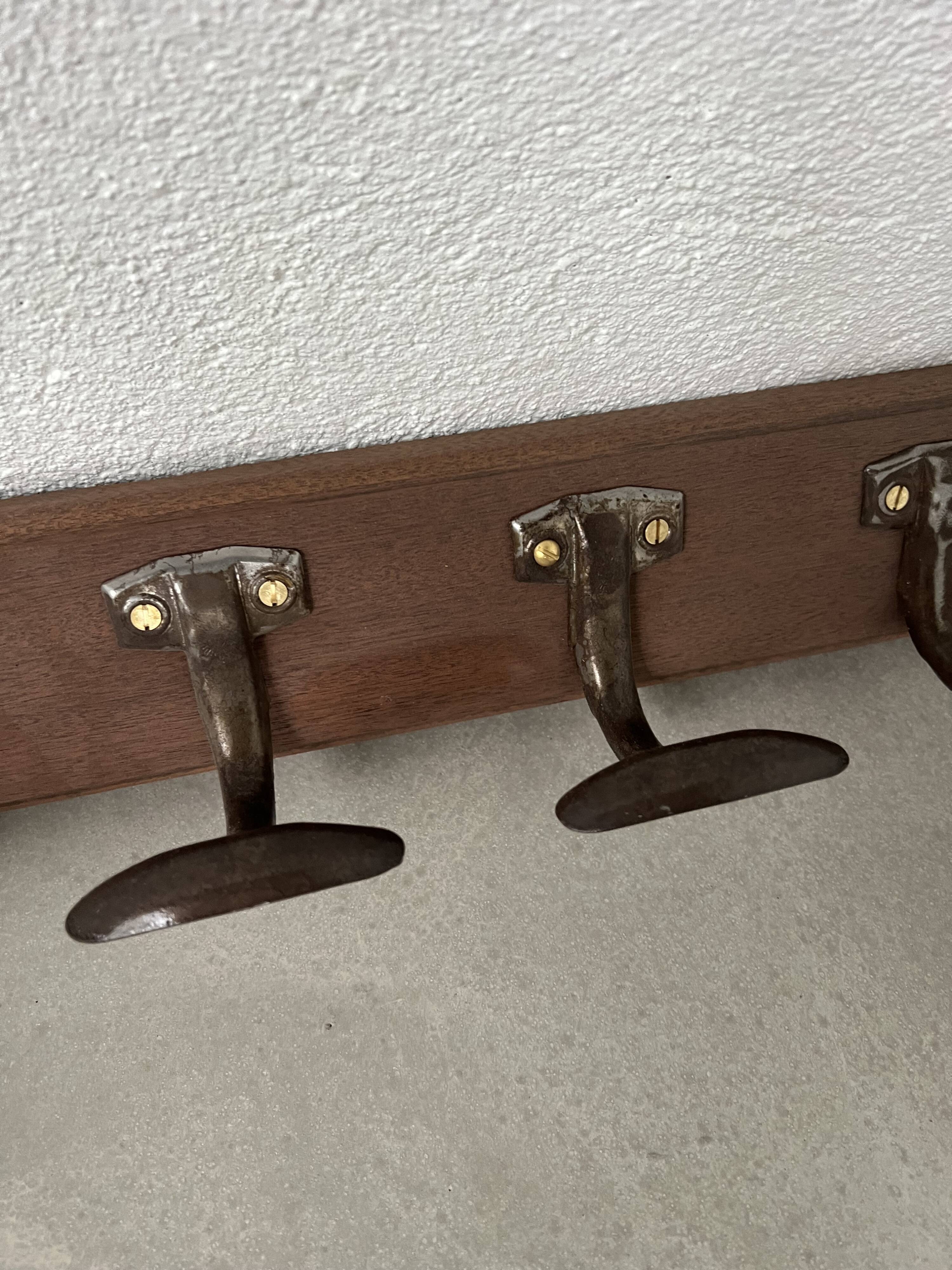 Old  school wall coat rack with 20 hooks, completely restored