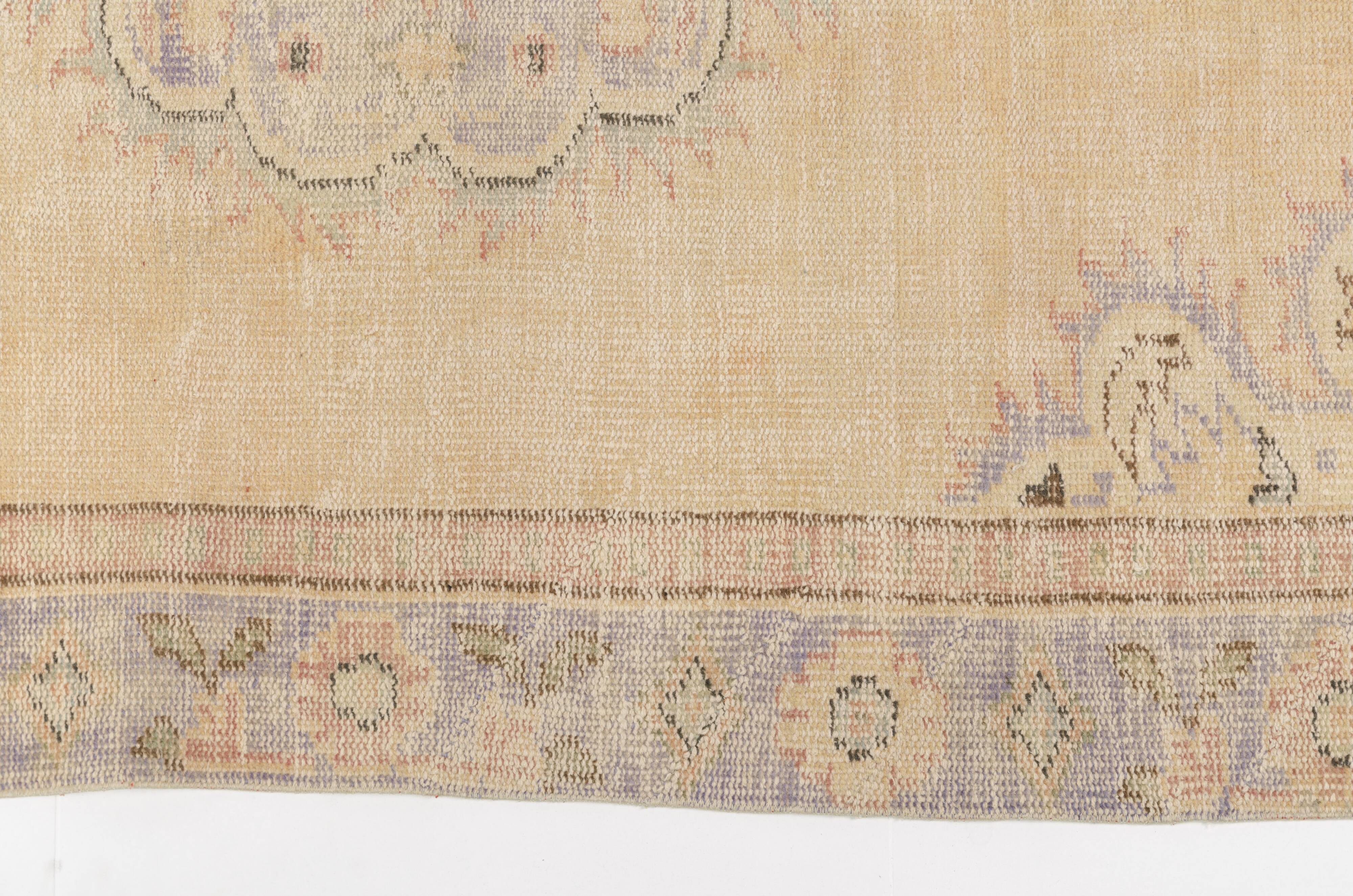 Floral Oushak Vintage Area Carpet