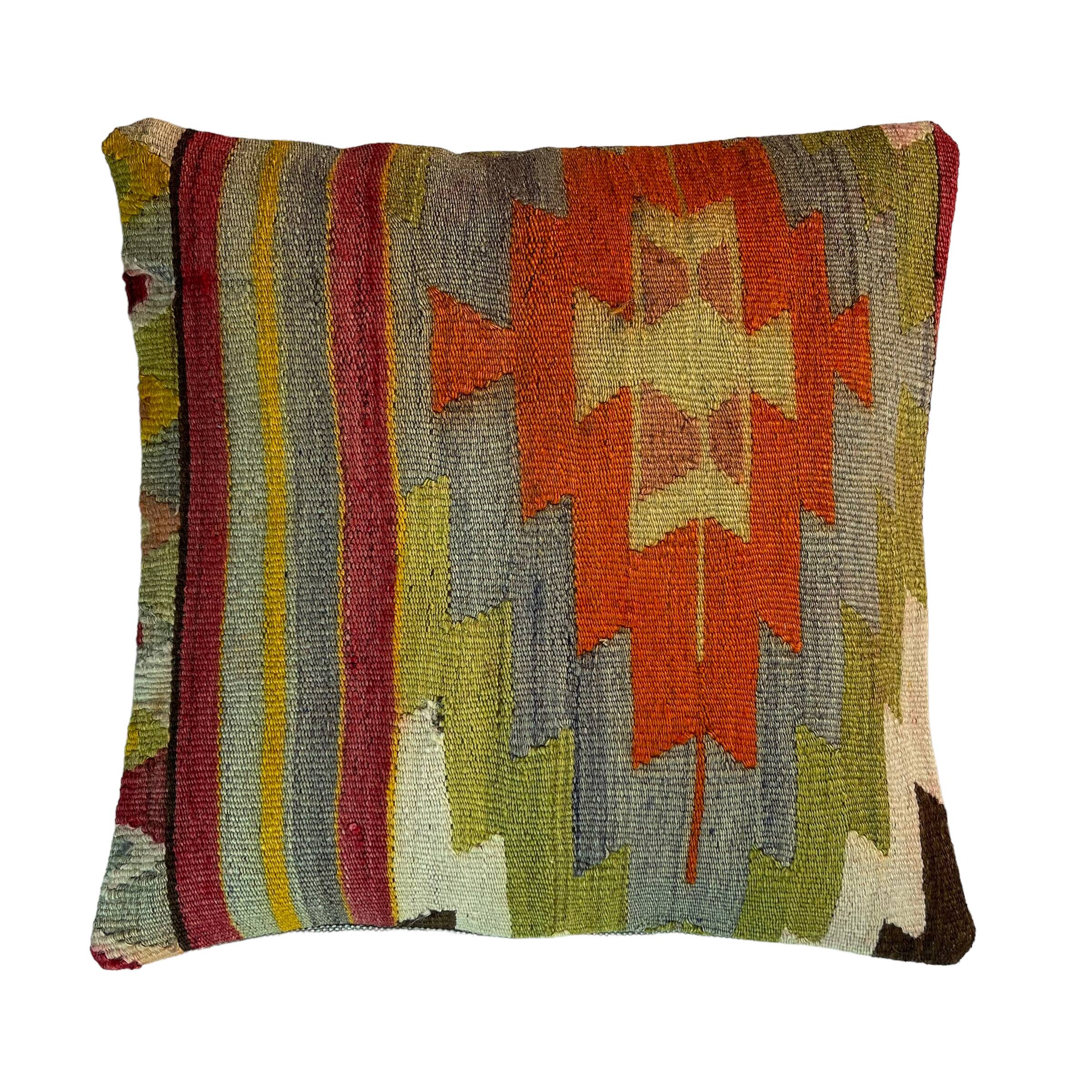Vintage turkish kilim cushion cover , 40 x 40 cm