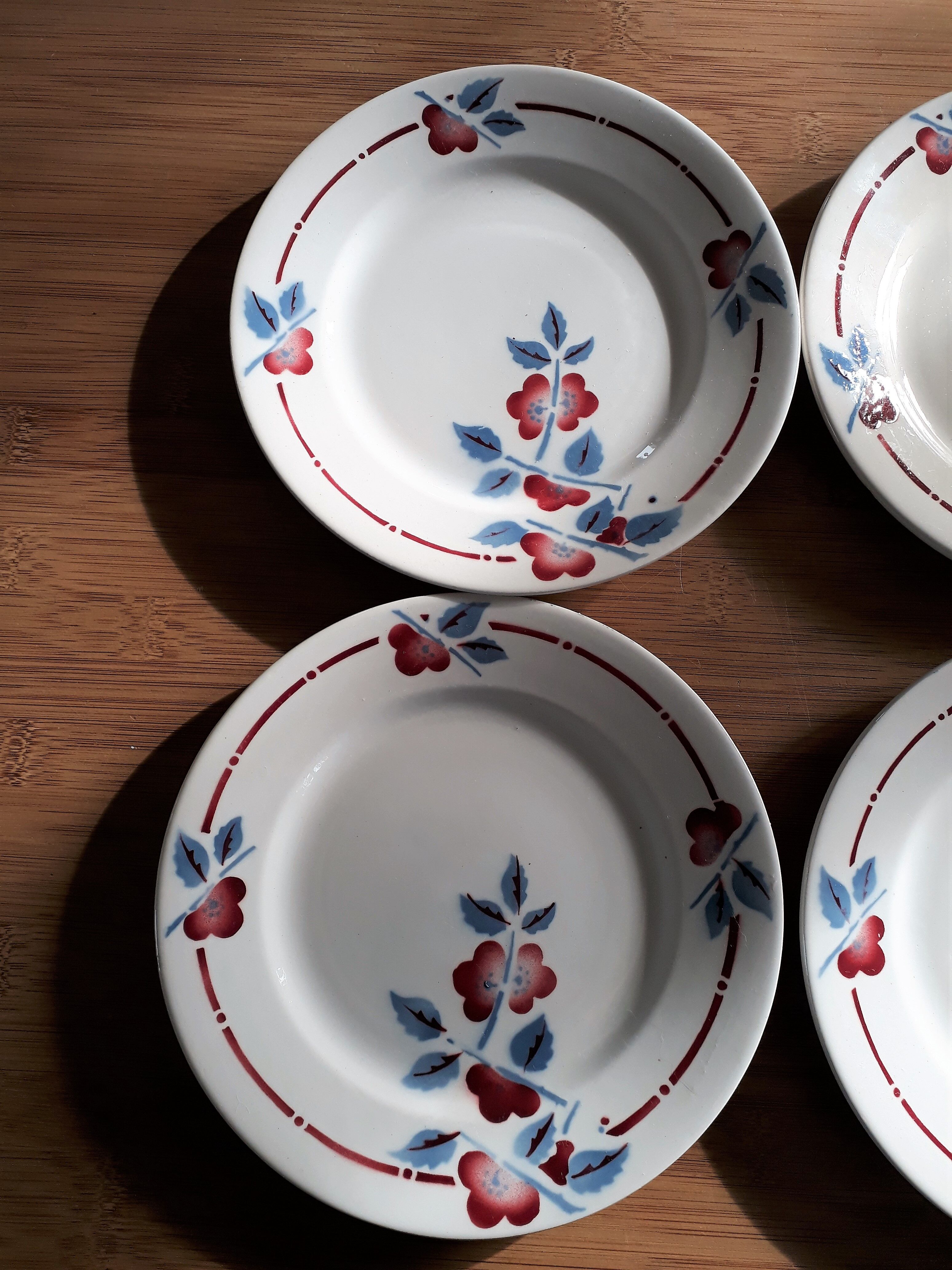 Lot de 6 assiettes à dessert anciennes Céranord-St Amand modèle IENA