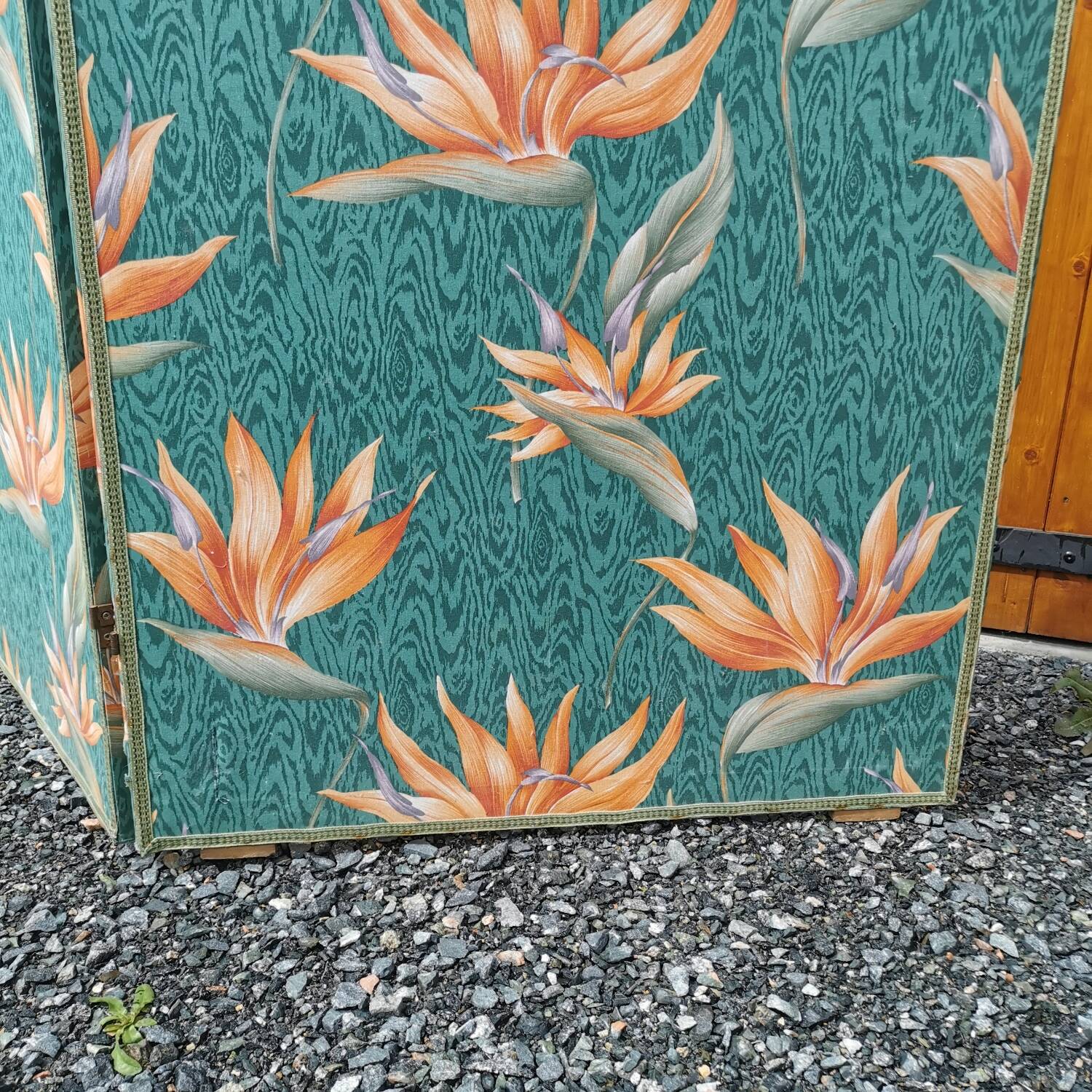 Large vintage fabric screen