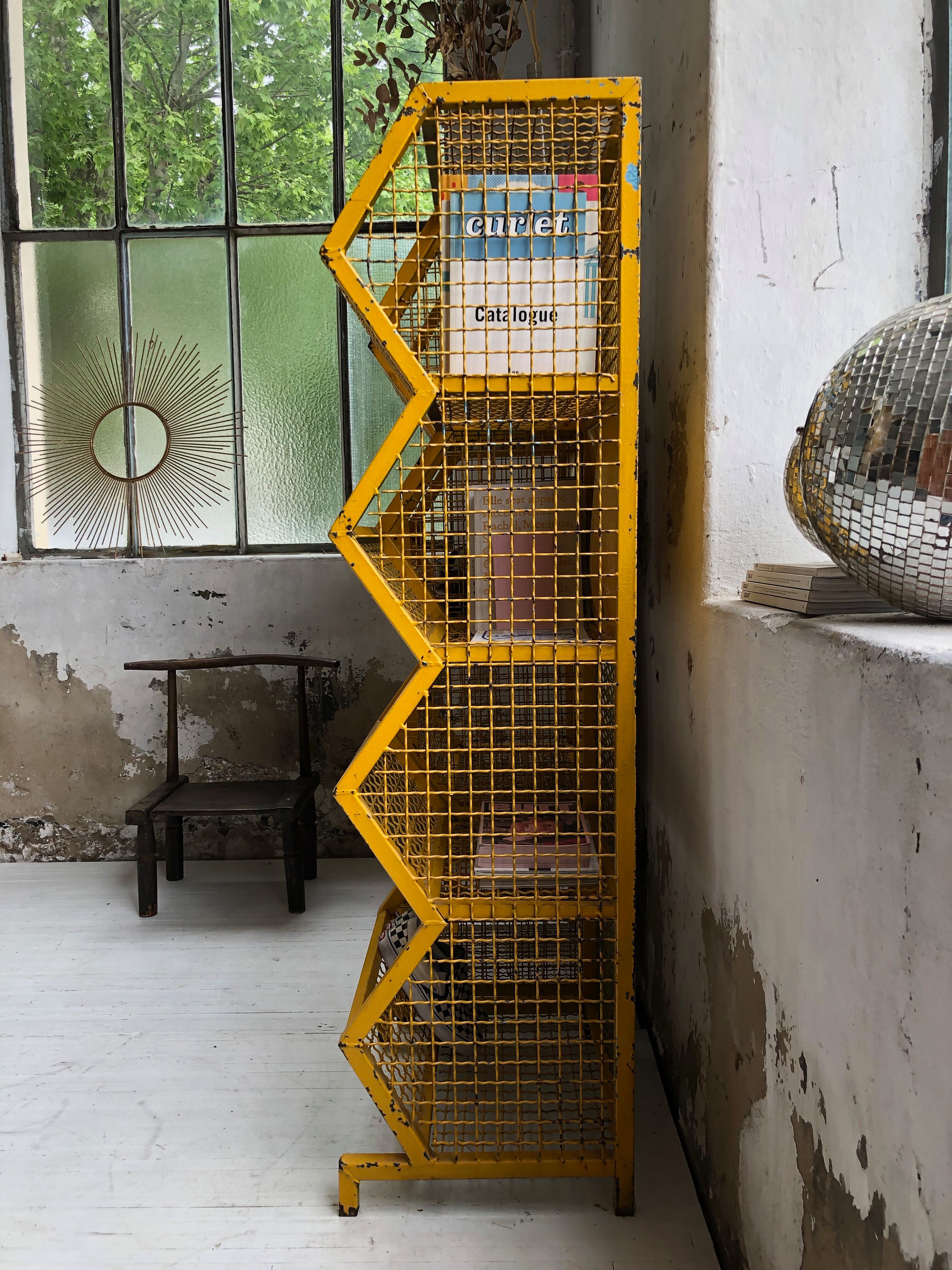 Industrial storage shelves yellow