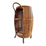 Vintage Bar Sports in bamboo and wicker bar cart, 1970s