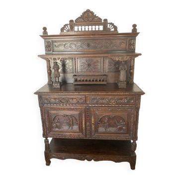 Buffet - Desserte - Meuble Artisanal Breton en chêne massif sculpté