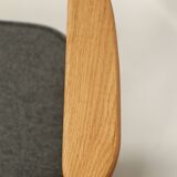 Fauteuil du milieu du siècle, revêtement en laine grise, bois de chêne, chaise longue de Style Vintage après rénovation