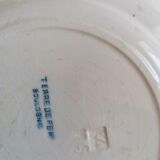 Oval dish and delight earthenware blue iron earth model Boulogne crockery nineteenth century