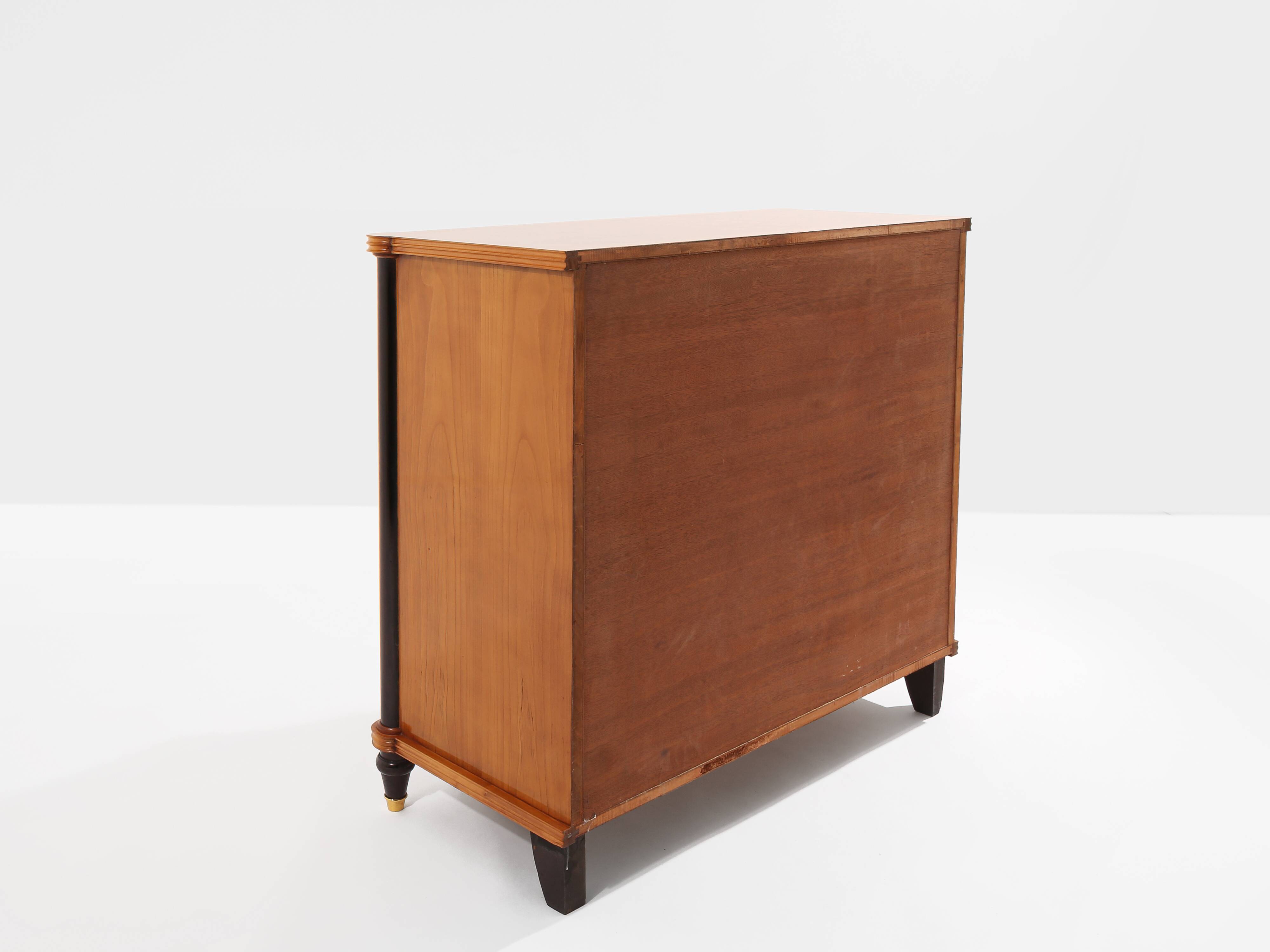 Jules Leleu cabinet merisier marqueté 2 portes bronze 1940