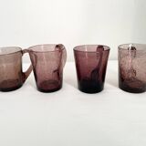 Purple biot blown glass mugs