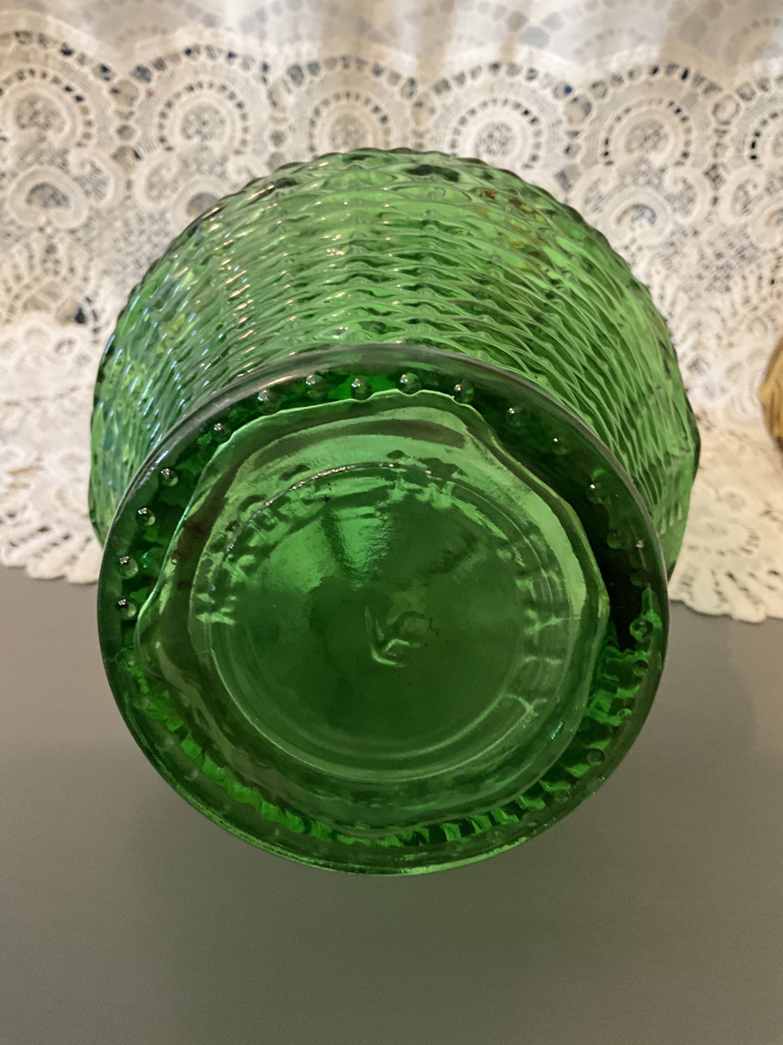 Italian glass carafe bottle, green Empoli