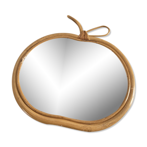 Miroir pomme en rotin