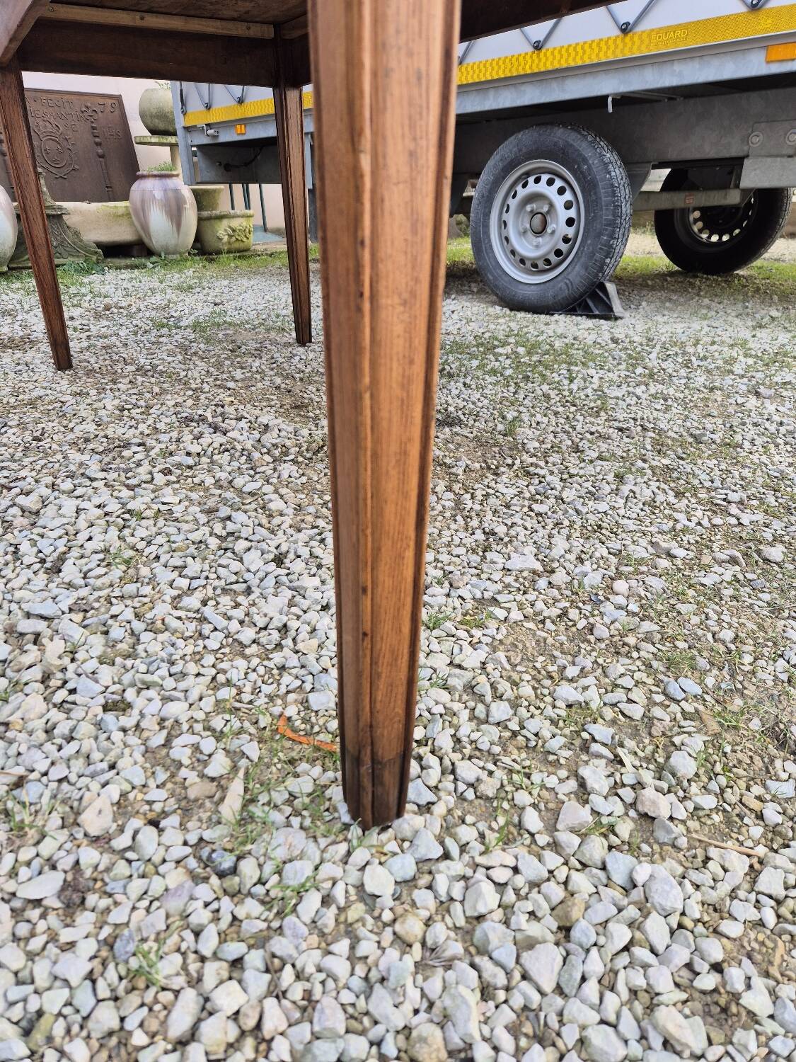 Antique rustic farmhouse table in solid oak, 19th century