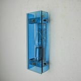 Veca blue wall light, beveled glass, italy 1970