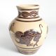 Vintage Ceramic Vase with Brown Bulls and Bands