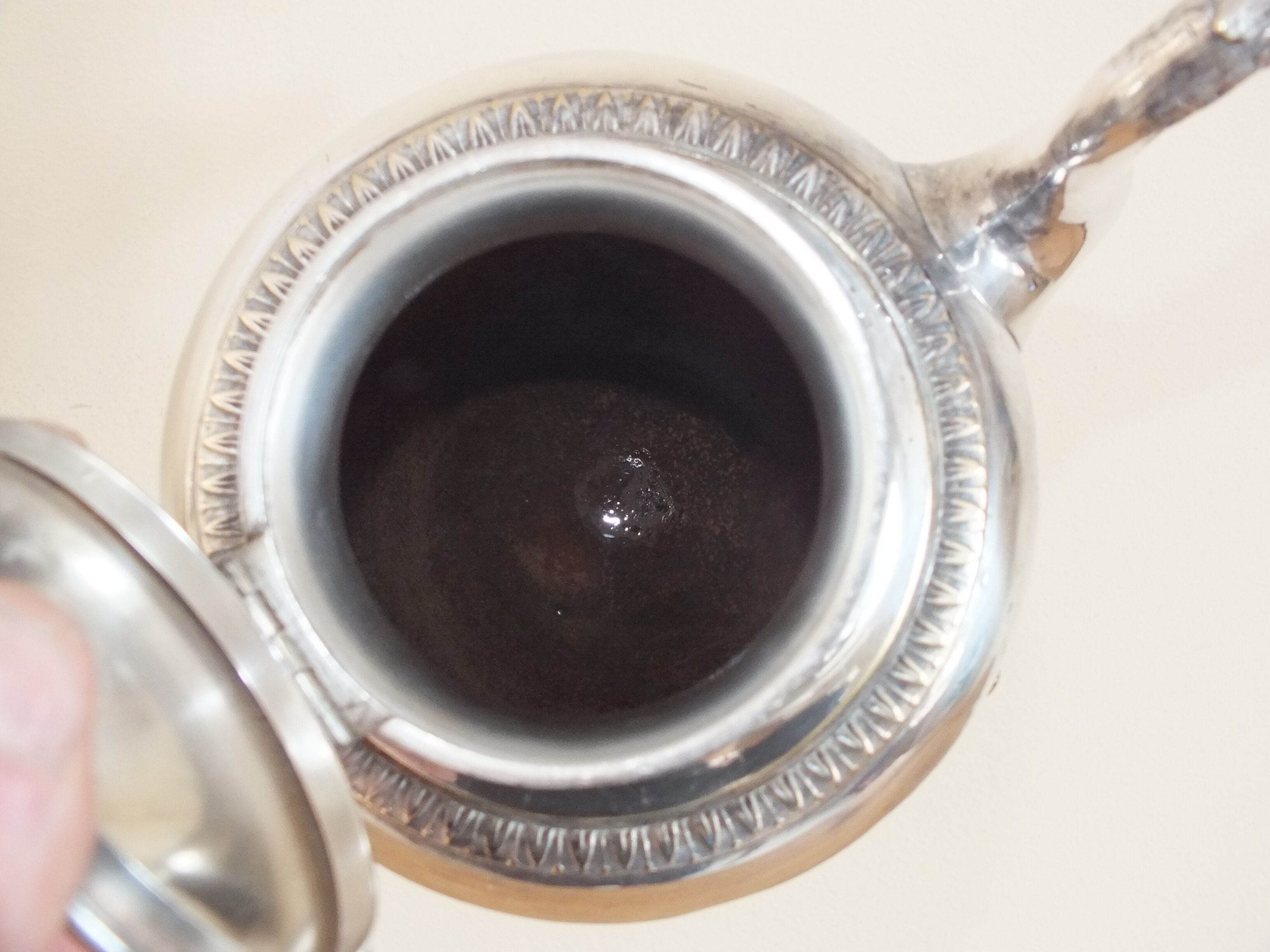 Coffee service 3 pieces old empire style in silver metal