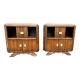 Pair of antique oak bedside tables - Art Deco style with tops