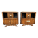 Pair of antique oak bedside tables - Art Deco style with tops