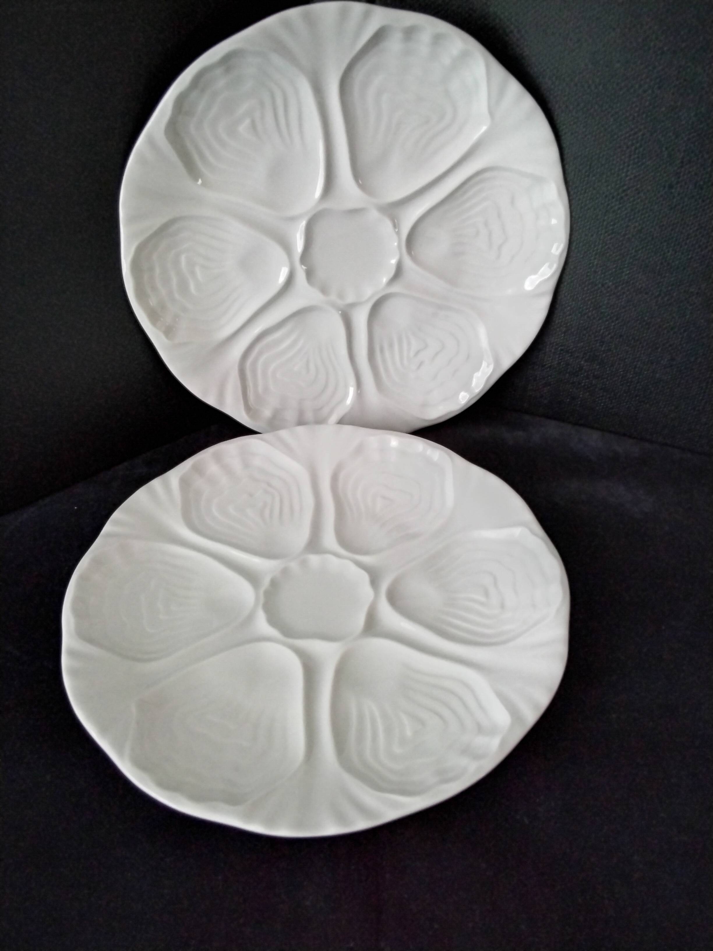 2 Limoges porcelain oyster plates