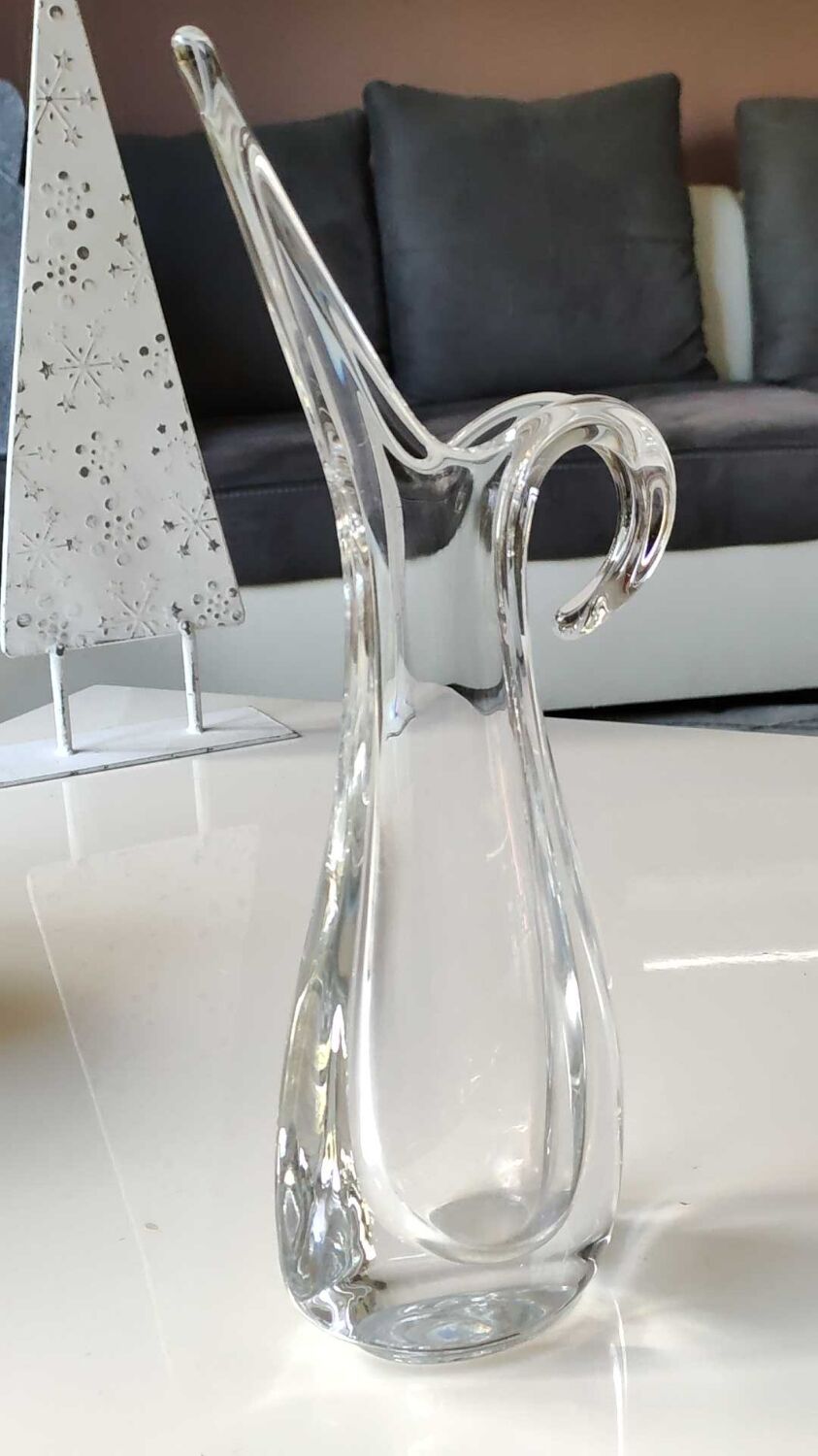 Soliflore vase in crystalline glass, by Flavio Poli for Art Vannes France. High 32 cm