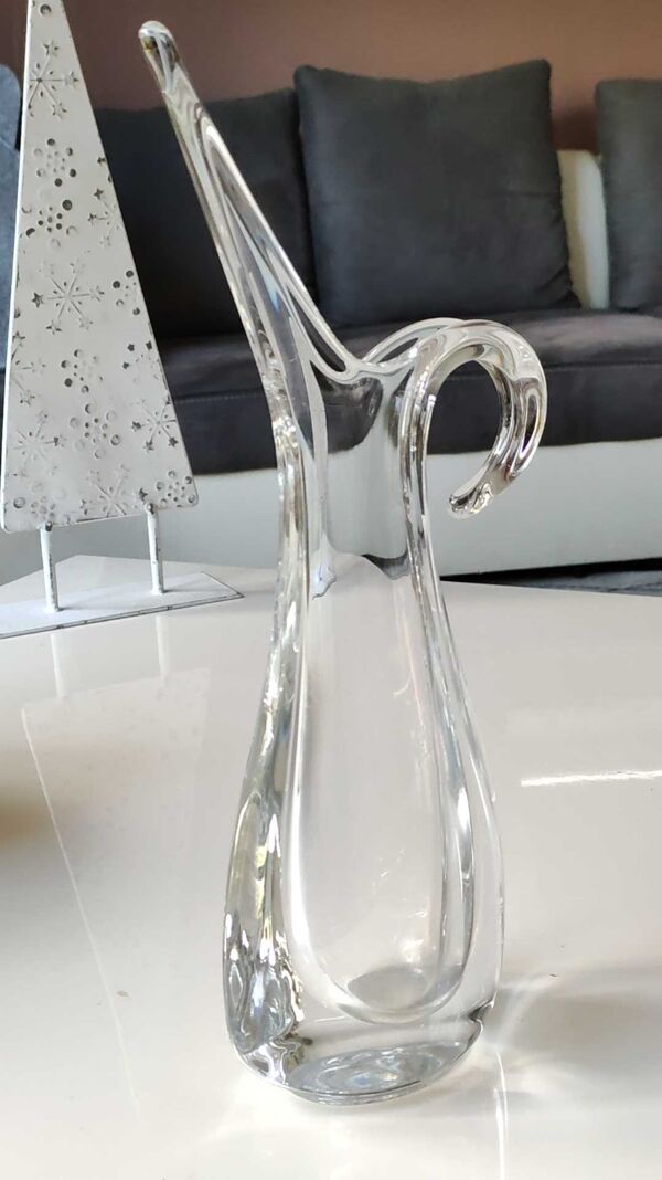 Vase soliflore en verre cristallin, par Flavio Poli pour Art Vannes France. Haut 32 cm