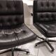 Pair of vintage Italian design leather office armchairs 1980