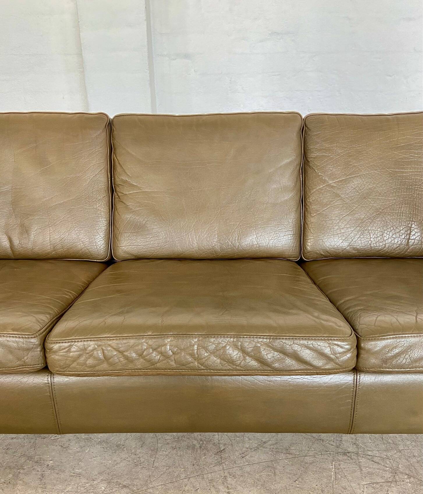 Canapé en cuir vert olive de Mogens Hansen, vintage danois des années 1960, pour 3 personnes.