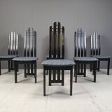Vintage post modern black wooden dining chairs, 1980s