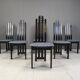 Vintage post modern black wooden dining chairs, 1980s