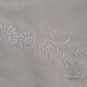 Linen sheet. Bordered by a day and a fresco of flowers, handmade.