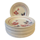 Lot de 12 assiettes semi creuses Sarreguemines, modèle « Clématites »