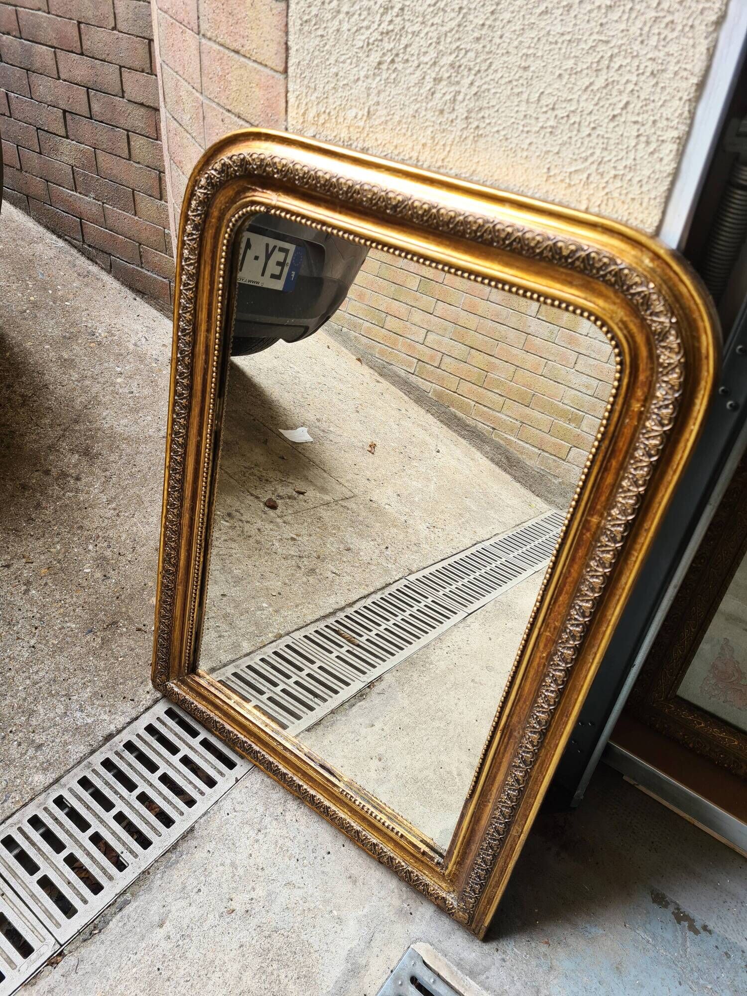 Antique large Louis Philippe mirror, decorated with gilt leaf - "Claude"