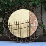 Rattan mirror "art vannerie" 60s 54cm