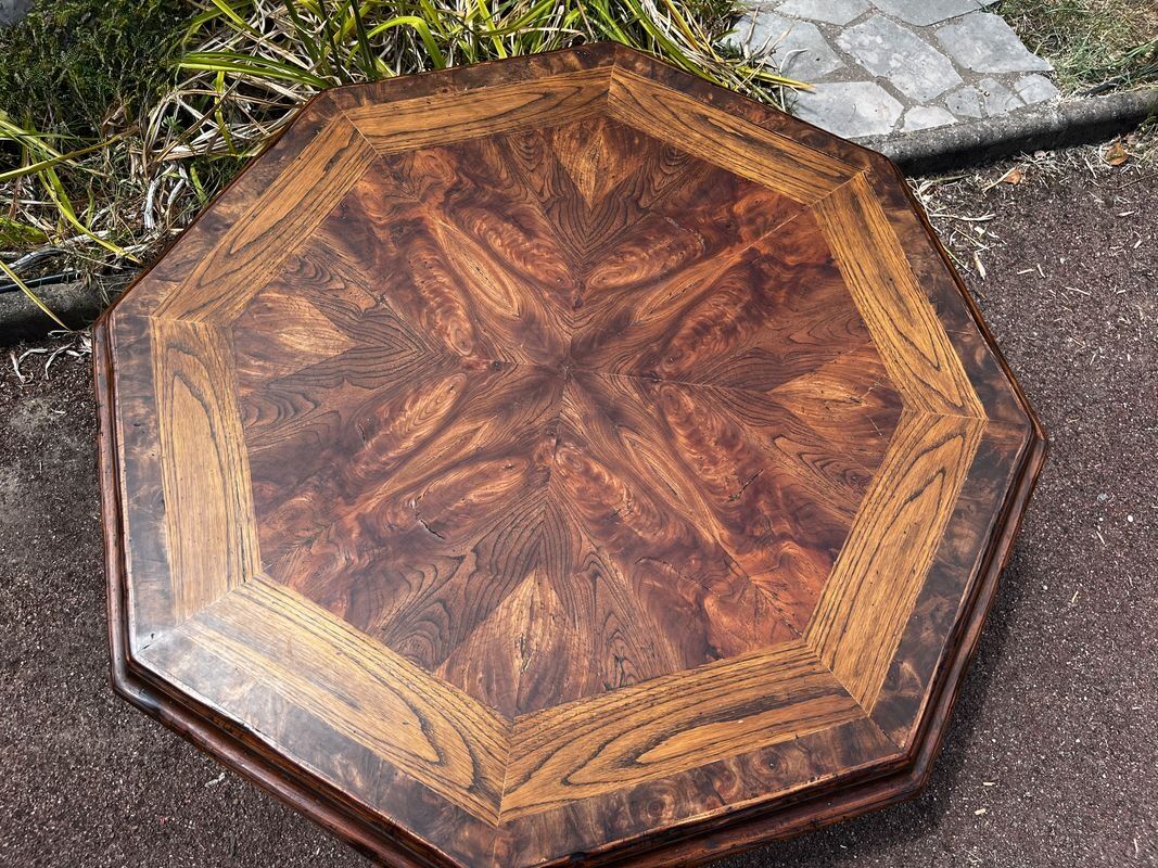 Table basse vintage octogonale bois massif tres bon etat