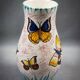 Vase en céramique de vallauris - décor émaillé polychrome de papillons