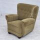 1960s, Danish relax armchair, furniture velour, oak wood.