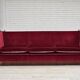 1970s, Danish 3-seater drop arm "Spanish" sofa, red furniture velour.