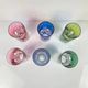 Set of 6 coloured double crystal long drink glasses, 1970s, Eastern Europe.