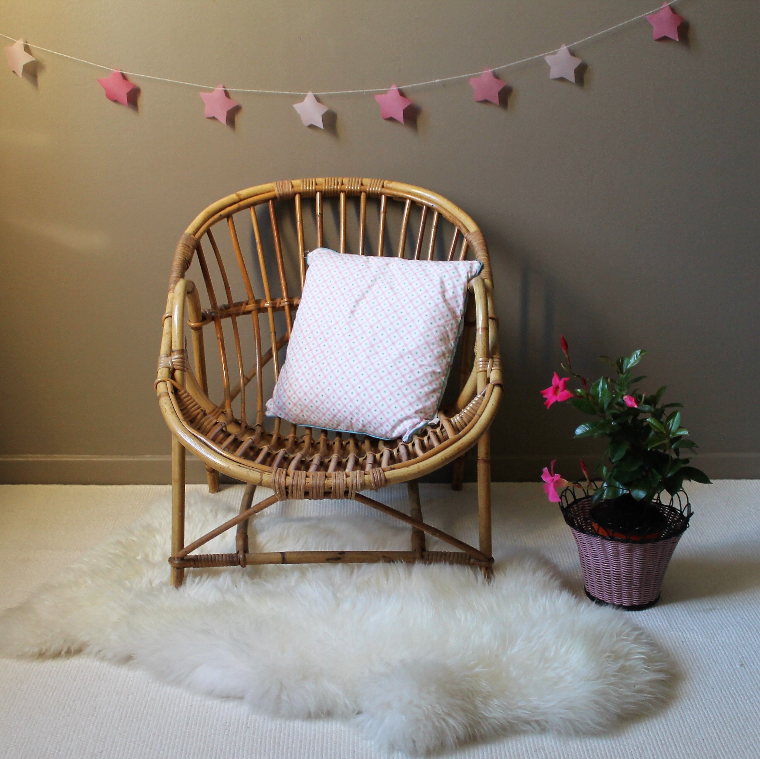 Vintage rattan adult armchair