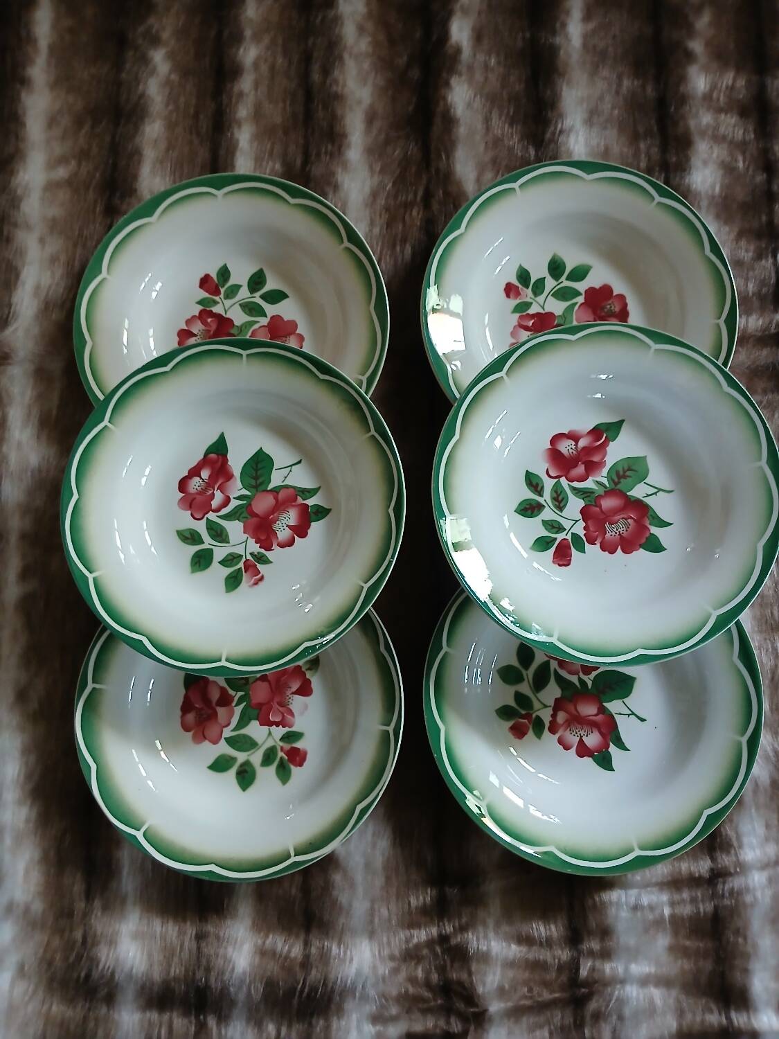 6 antique deep plates from Digoin and Sarreguemines