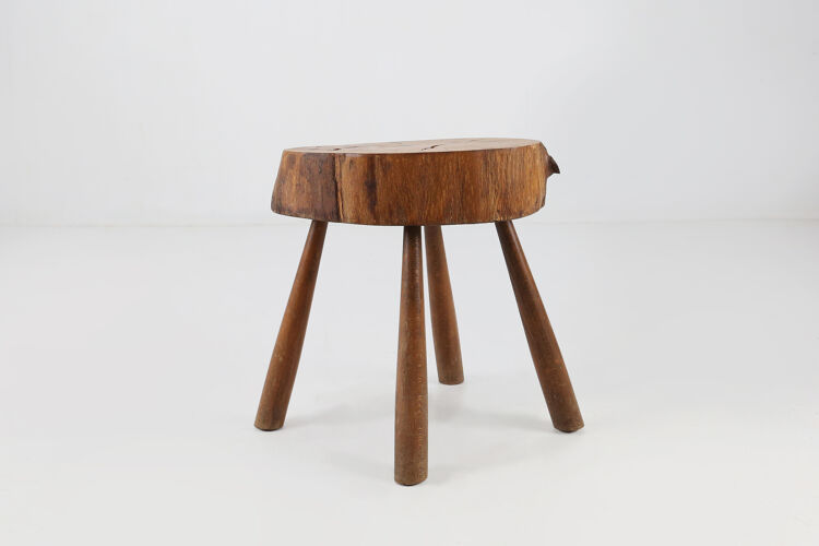 Solid wooden rustic stool, 1920's