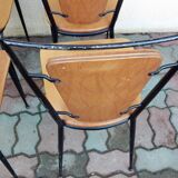 Set of 4 vintage brown leatherette chairs