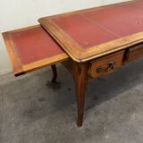 Louis XV Style Desk - Cherry Wood - Red Leather Top - with Extensions
